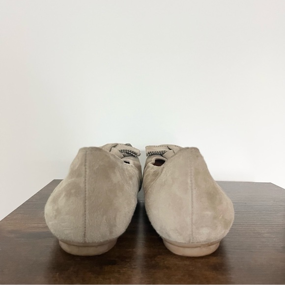 Paul Green Munchen Suede Leather Ballet Flats Taupe w Top Ribbon Stitched 6.5 - Picture 4 of 11